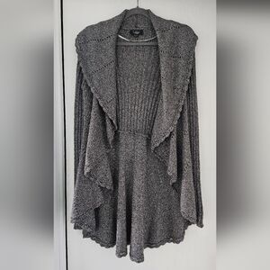 Belldini Open-Front Gray Textured Knit Cardigan